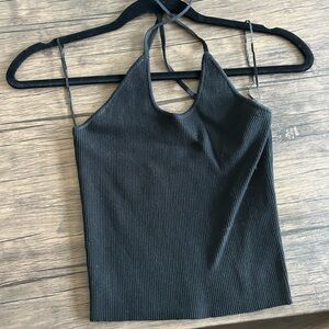 Black Ribbed Halter Top